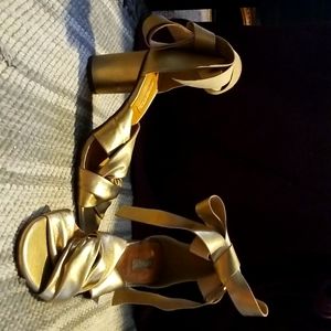Top Shop Gold Lace-Up Heels